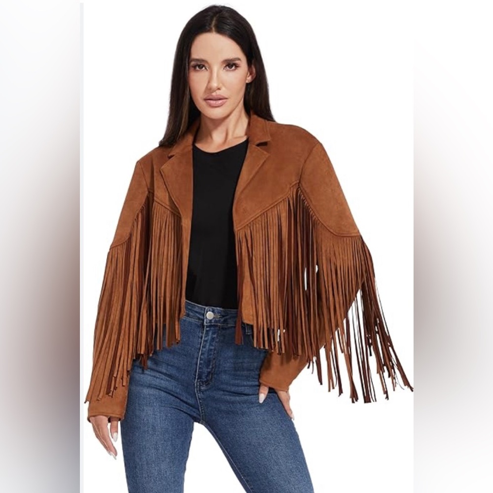 Women's Tan Fringe Blazer